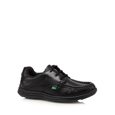 Kickers Boy's black leather reflective lace up shoes